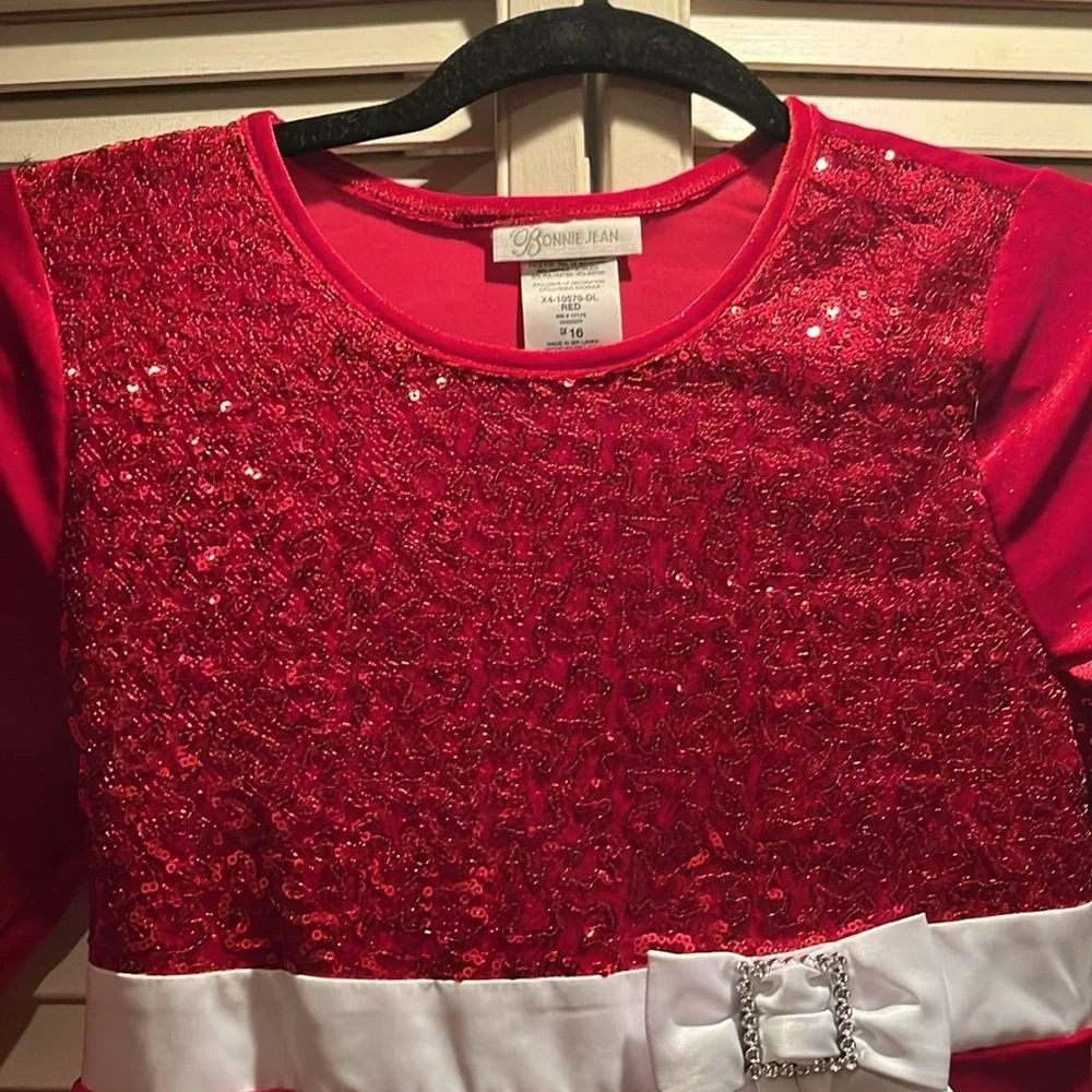 NWT Bonnie Jean red velvet Christmas Santa‎ dress girls 16